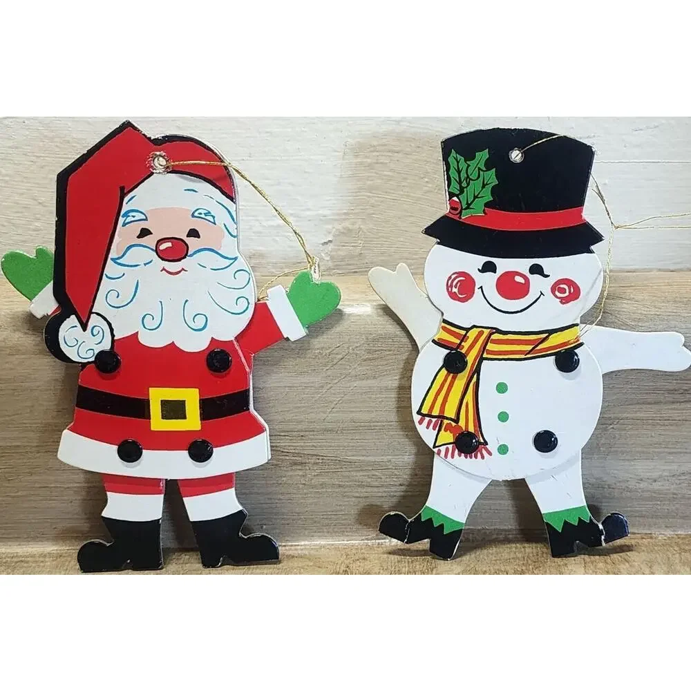 Vintage Cardboard Christmas Tree Ornaments Die Cut Arms Legs Moveable Rare japan